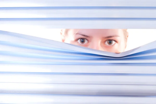 stock image Looking trough blinds
