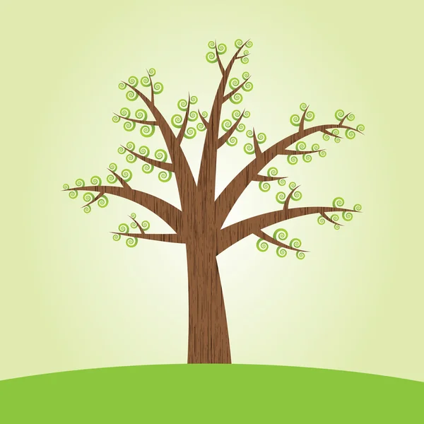 Baum mit spiralförmigen Blättern — Stockvektor