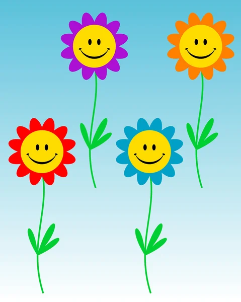 Smiling flowers — Stock Vector