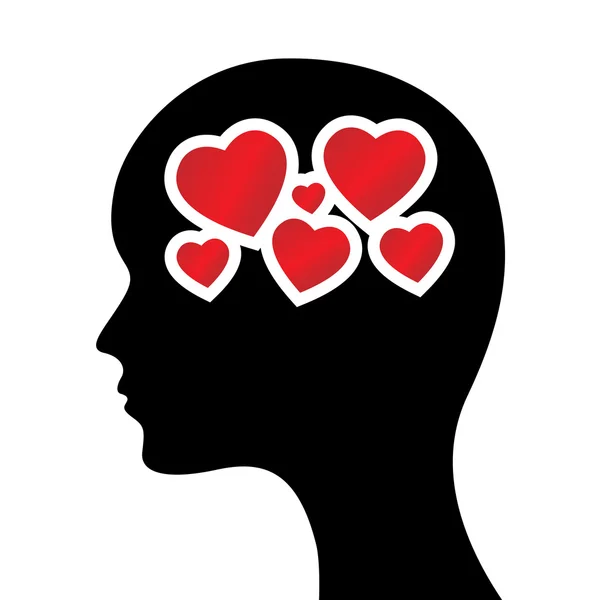 Herzen im Kopf — Stockvektor