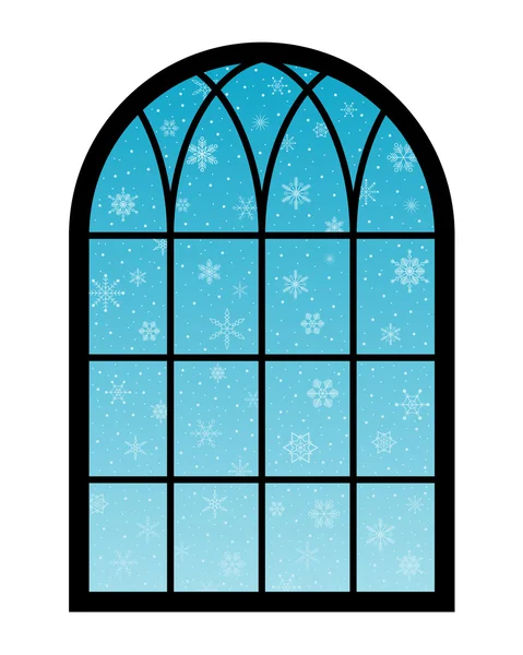 Copos de nieve de ventana — Vector de stock