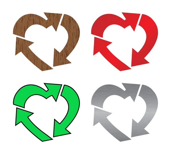 Reciclaje del corazón — Vector de stock