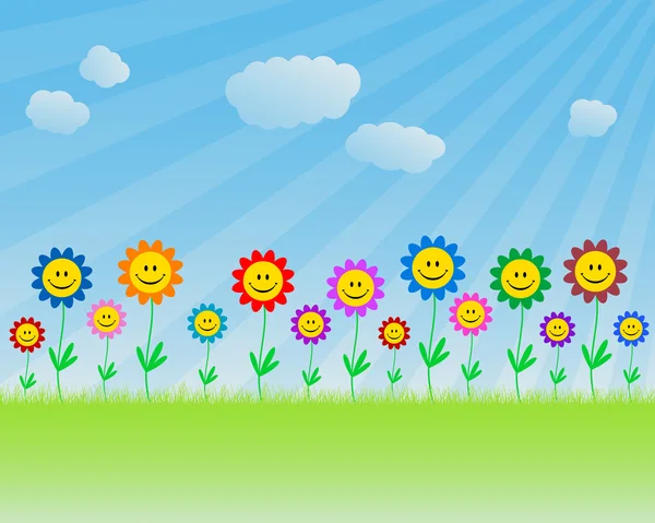 Smiling flowers — Stock Vector