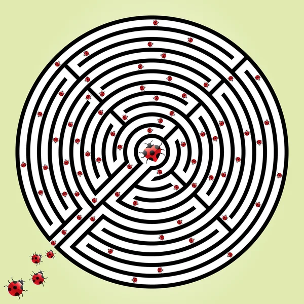 Labyrinth with ladybugs — Stock Vector