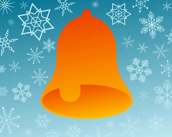 Cloche avec flocons de neige — Image vectorielle