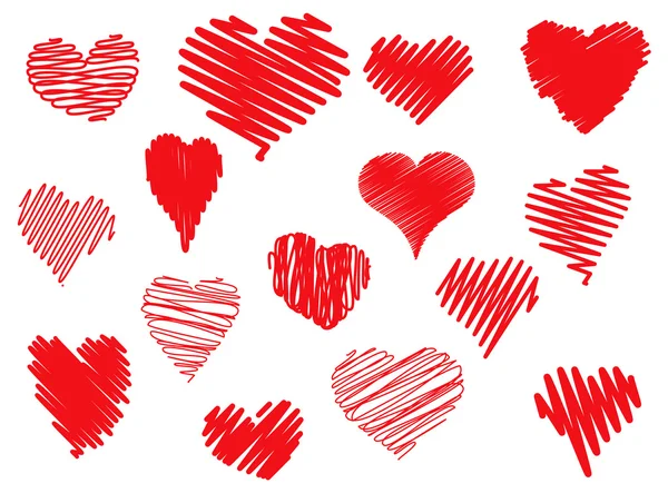 Coeurs griffonnés — Image vectorielle