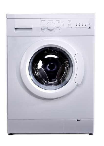 New wash machine on white background