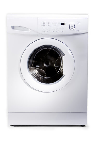 New wash machine on white background