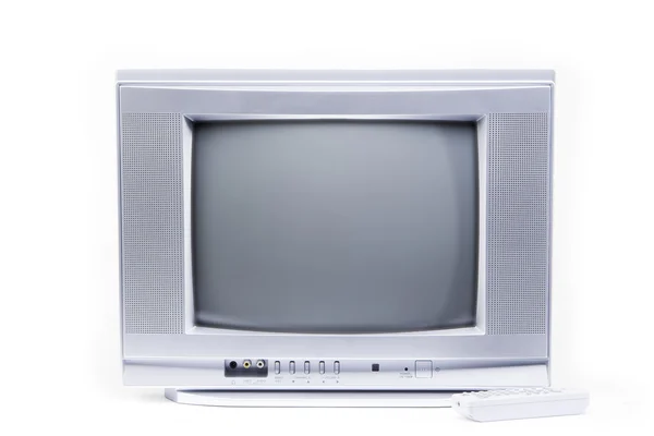 Beyaz arkaplanda eski TV