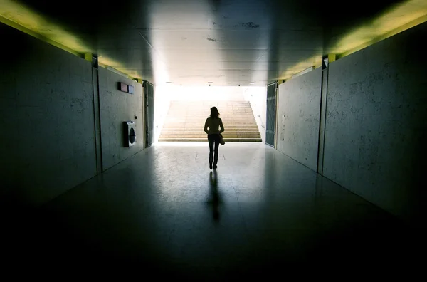 stock image Girl in the subway tunnel