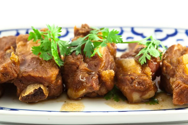 Pork ribs with sweet sauce on white background — Stock Photo, Image