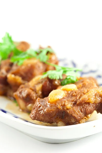 Pork ribs with sweet sauce on white background — Stock Photo, Image