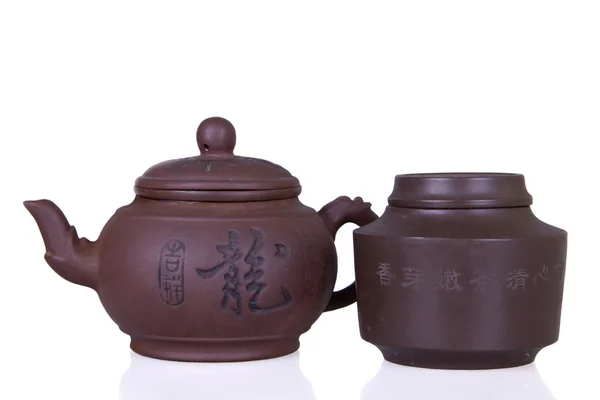 stock image Ceramic teapot and sugar bowl