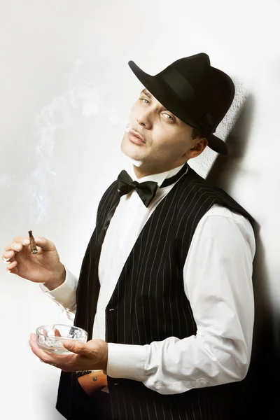 Gangster with cigar — Stock Photo, Image