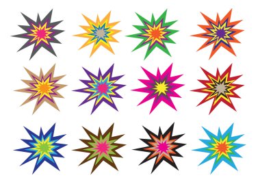 colorful explosions on white clipart