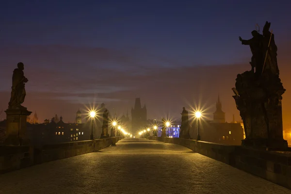 Charles Bridge in the night — Stock Photo, Image