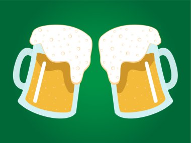 Two mugs of beer on green clipart