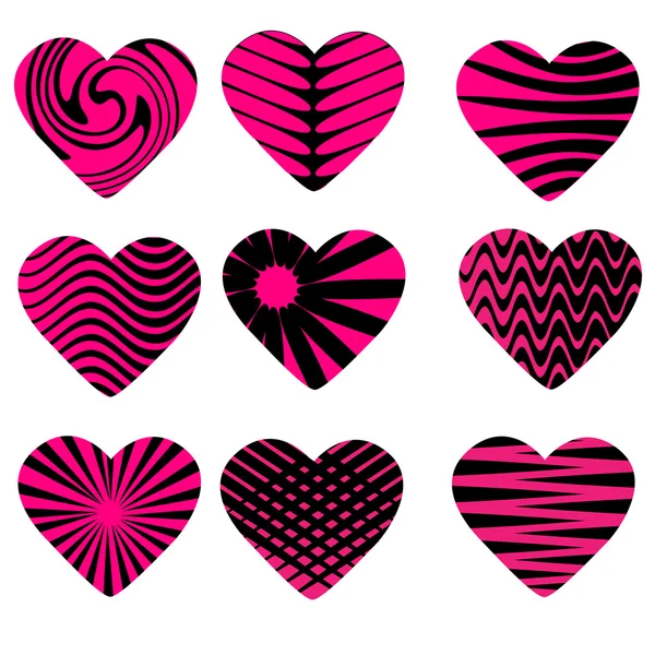 Nueve corazones diferentes — Vector de stock