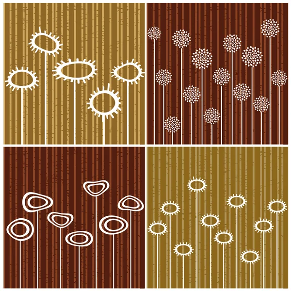 Fyra retro bakgrunder på brun färg — Stock vektor