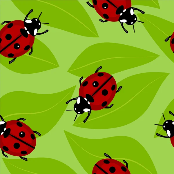 Ladybug on leafes — Stock vektor