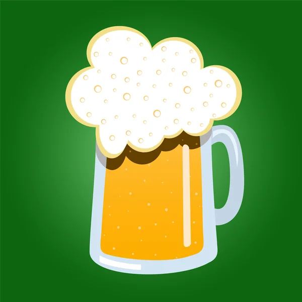 Mug of beer on green — 图库矢量图片
