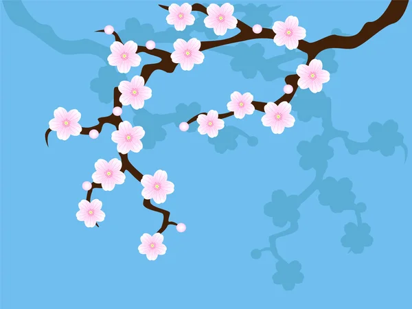 ブルーに桜の花 — ストックベクタ