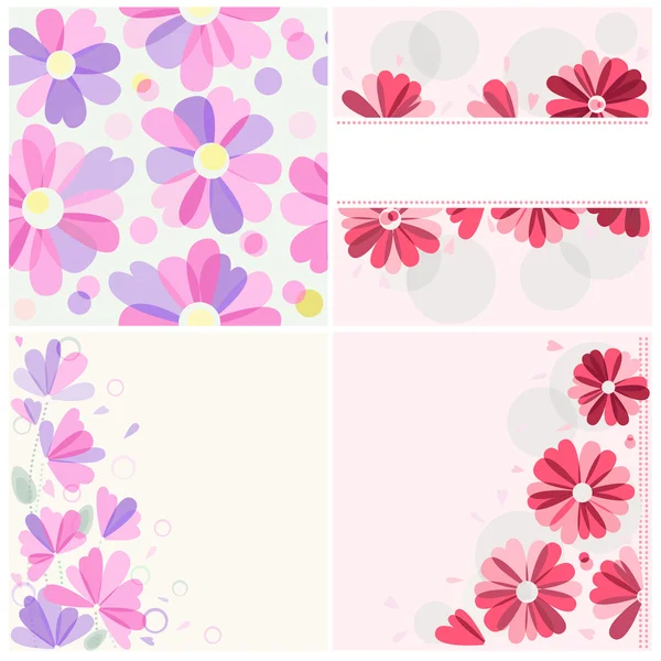 4 つの花柄のパターン — Stockový vektor