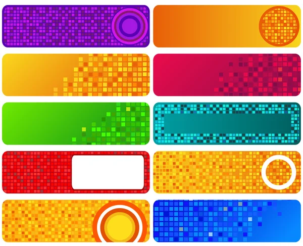 Zes multi gekleurde banners — Stockvector