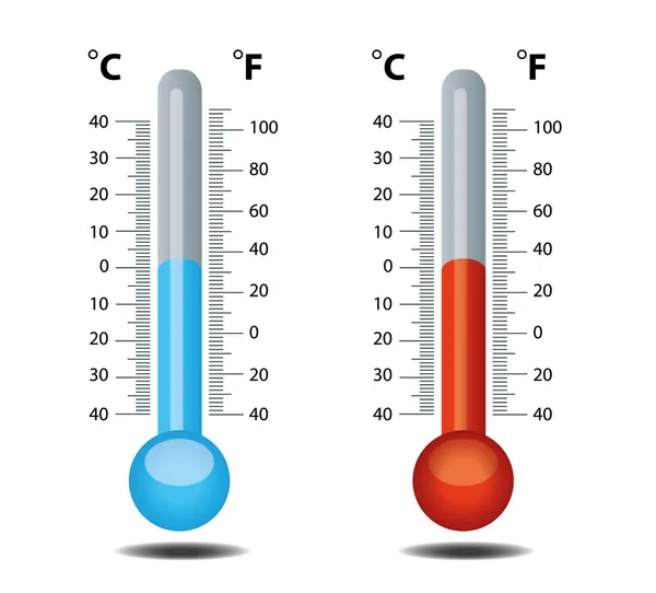 Thermometer vector, celsius, fahrenheit — Stock Vector