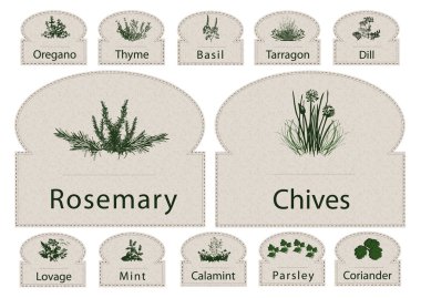Labels Herbs paper spices clipart