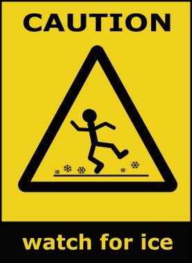 Sign watch for ice, caution raster background clipart