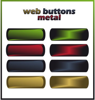 Web buttons - metal vector template clipart