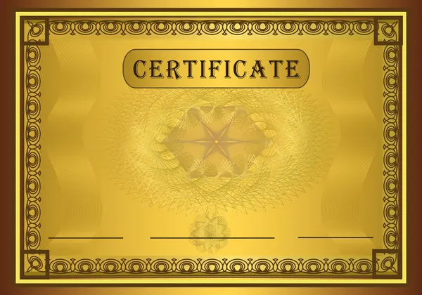 Zertifikat Gold, Rahmenvektor — Stockvektor