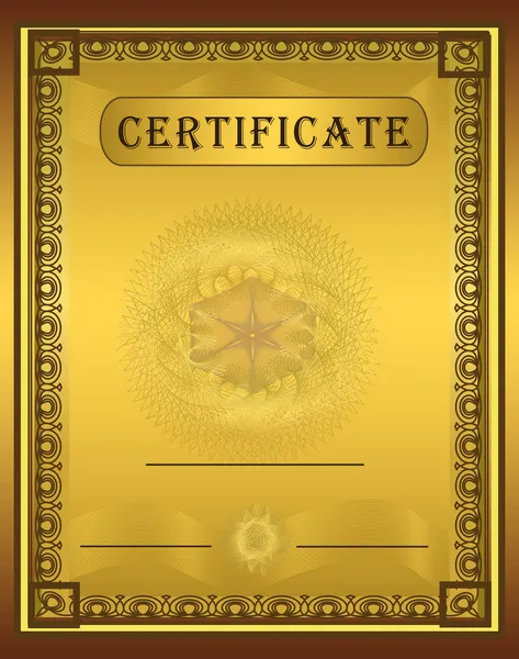 黄金垂直向量的证书模板 — 图库矢量图片