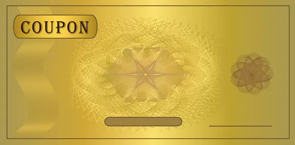 Oro de cupón, plantilla de certificado vectorial — Archivo Imágenes Vectoriales