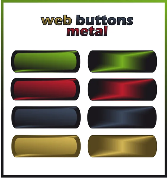 Web düğmeleri - metal vektör şablonu — Stok Vektör