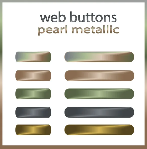 Pulsanti web - Perla, vettore Metallo — Vettoriale Stock