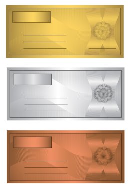 Raster Coupon trio Gold Silver Bronze template clipart