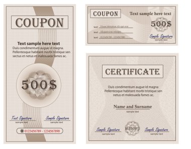 Vector Coupon Certificate collection paper template clipart