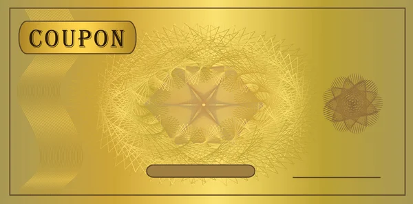 Cupón de oro, plantilla de certificado — Archivo Imágenes Vectoriales