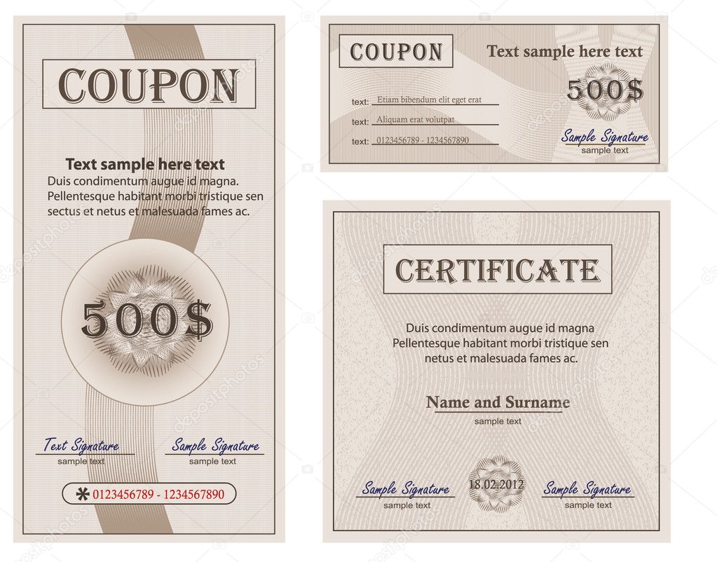 Vector Coupon Certificate collection paper template