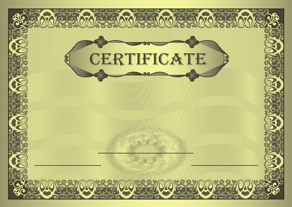 Certificado ouro Moldura ornamento —  Vetores de Stock