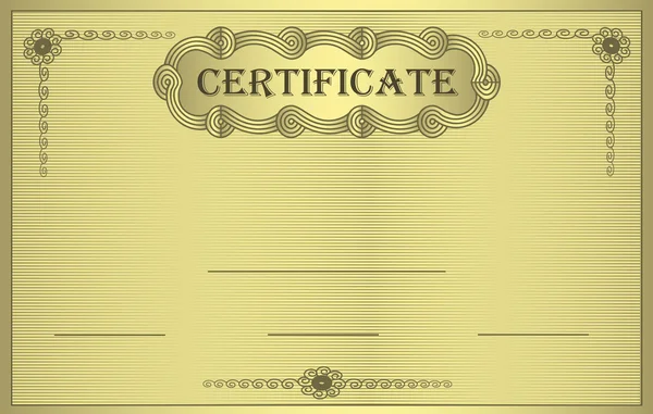Certificato ornamento d'oro — Vettoriale Stock