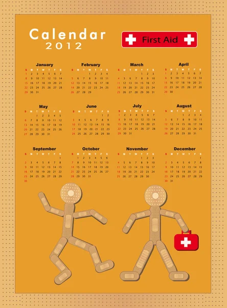 Calendar Sticking Plaster Figure 2012 — стоковый вектор