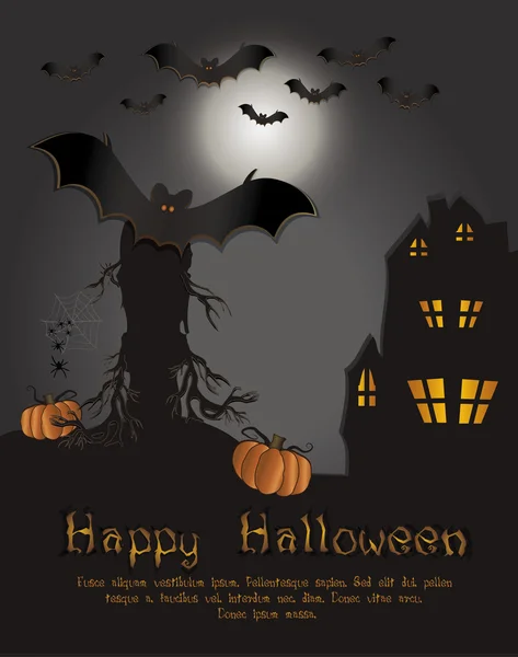 Halloween happy kart bat — Stok Vektör