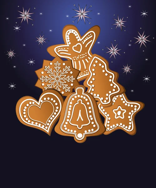 Christmas gingerbread blue template — Stock Vector