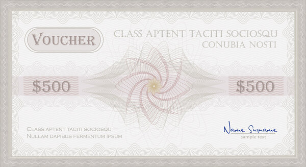 Vector Voucher Guilloche coupon certificate template security spirograph
