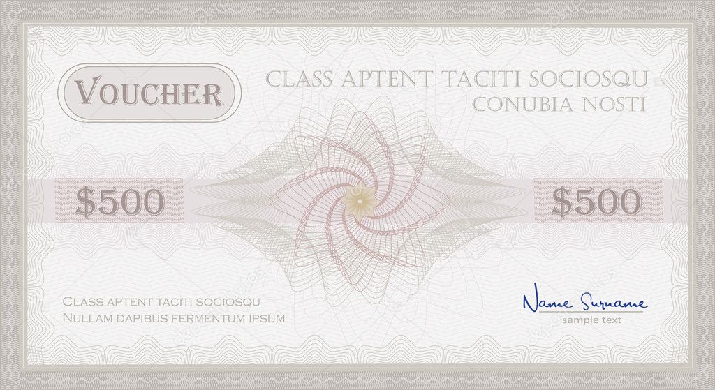 Vector Voucher Guilloche coupon certificate template security spirograph