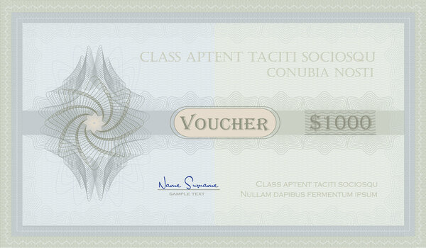 Vector Voucher Guilloche coupon certificate blue green