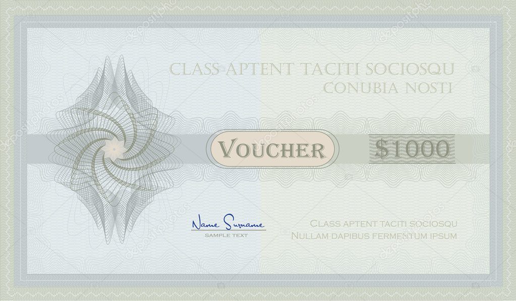 Vector Voucher Guilloche coupon certificate blue green